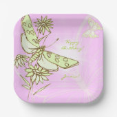 Pink Lemon Lime Butterfly Throw Pillow Papieren Bordje (Voorkant)