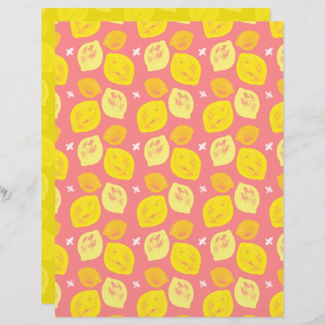 Pink Lemon Scrapbook Paper (Voorkant / Achterkant)