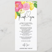 Pink Lemon Spring Wedding Bedankt Tafel Instelling Menu (Voorkant)