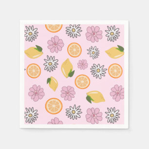 Pink Lemon Summer Floral Napkins Servet