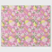 Pink Lemon Verjaardag Party Wrapping Paper Cadeaupapier (Vlak)