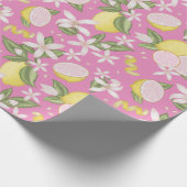 Pink Lemon Verjaardag Party Wrapping Paper Cadeaupapier (Hoek)