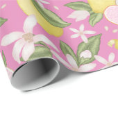 Pink Lemon Verjaardag Party Wrapping Paper Cadeaupapier (Rol Hoek)