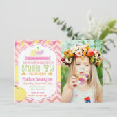 Pink Lemon Verjaardagsuitnodiging met afbeelding Kaart (Staand voorkant)