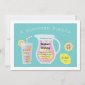 PInk Lemonade Birthday Party Invitation Kaart (Voorkant)