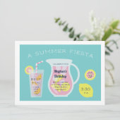 PInk Lemonade Birthday Party Invitation Kaart (Staand voorkant)