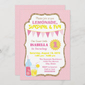 Pink Lemonade Birthday Party Kaart (Voorkant / Achterkant)