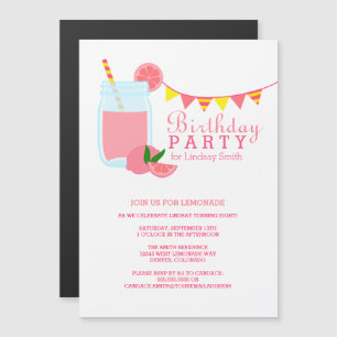 Pink Lemonade Birthday Party Magnetische Uitnodiging