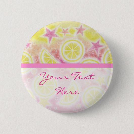 Pink Lemonade 'Jouw tekst' badge stripe Ronde Button 5,7 Cm (Voorkant)