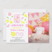 Pink Lemonade Lemon First Birthday Kaart (Voorkant)