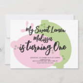 Pink Lemonade Lemon Limoen Fruit First Birthday Kaart (Voorkant)