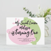 Pink Lemonade Lemon Limoen Fruit First Birthday Kaart (Staand voorkant)