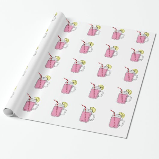 Pink Lemonade Mason Jar Cadeaupapier (Uitgerold)