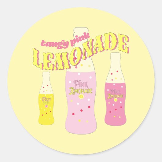 Pink Lemonade Party Ronde Sticker (Voorkant)