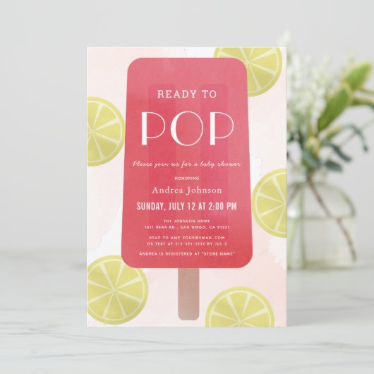Pink Lemonade Popsicle Girl Baby shower Kaart (Staand voorkant)