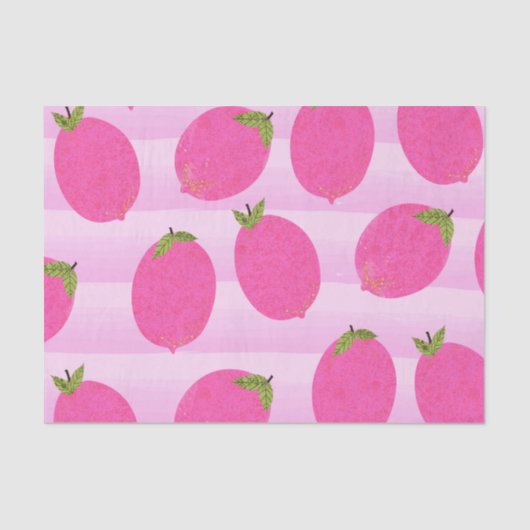 Pink Lemons Lemonade Summer Fruit Waterverf Party Tissuepapier (Voorkant)