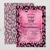 Pink Leopard 21st Birthday Party Kaart (Voorkant / Achterkant)