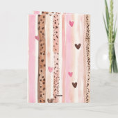 Pink Leopard Animal Stripes Hearts Blush Birthday Kaart (Achterkant)
