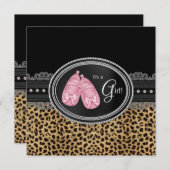 Pink Leopard-Baby shower Kaart (Voorkant / Achterkant)