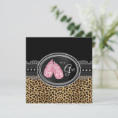 Pink Leopard-Baby shower Kaart (Staand voorkant)
