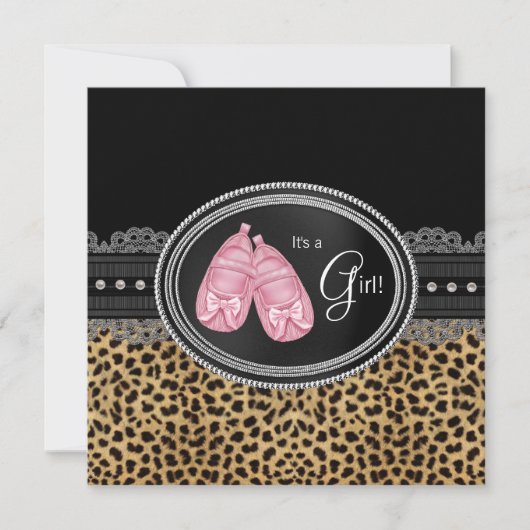 Pink Leopard-Baby shower Kaart (Voorkant)