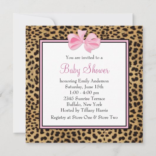 Pink Leopard-Baby shower Kaart (Achterkant)