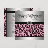 Pink Leopard Bat Mitswa Uitnodigingen (Voorkant / Achterkant)