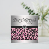 Pink Leopard Bat Mitswa Uitnodigingen (Staand voorkant)