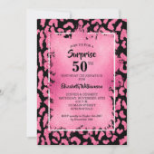 Pink Leopard Birthday Party Kaart (Voorkant)