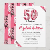 Pink Leopard Brush Stroke 50 en fantastische verja (Voorkant / Achterkant)