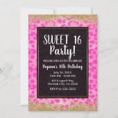 Pink Leopard Cheetah Gold Glitter Verjaardagsfeest Kaart (Voorkant)