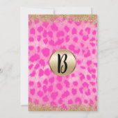 Pink Leopard Cheetah Gold Glitter Verjaardagsfeest Kaart (Achterkant)