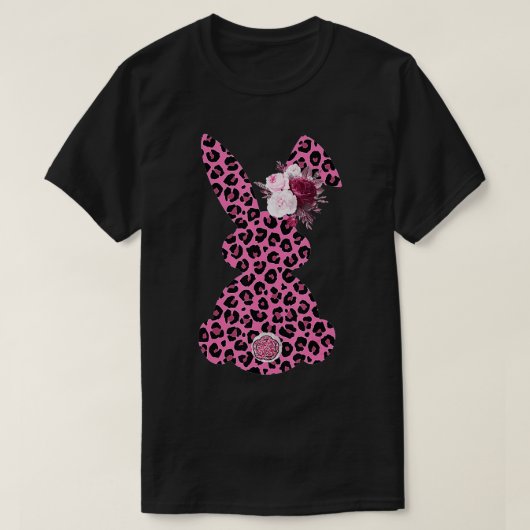 Pink Leopard Easter Bunny Ribbon Cute Rabbit Women T-shirt (Design voorkant)