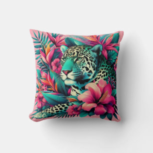 Pink Leopard Jaguar Big Cat Art Kussen