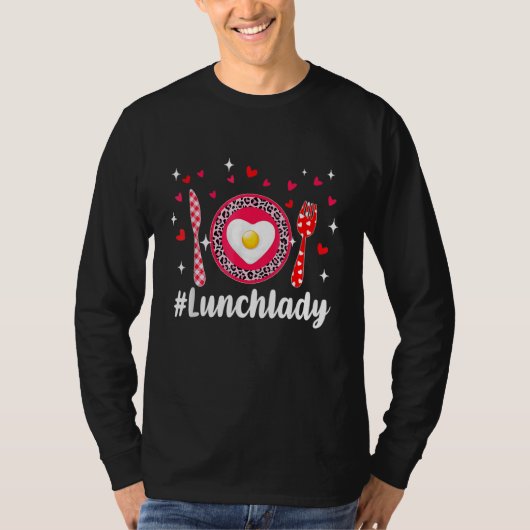 Pink Leopard Loved Lunch Lady Hearts Valentine's D T-shirt (Voorkant)