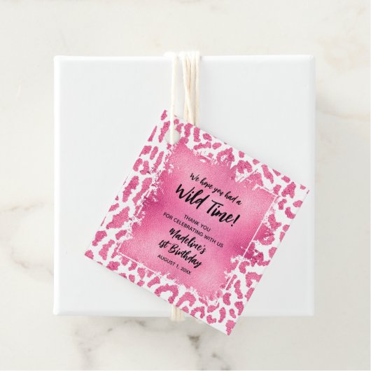Pink Leopard Oerwoud Safari Birthday Bedankt Bedankjes Labels (In situ)
