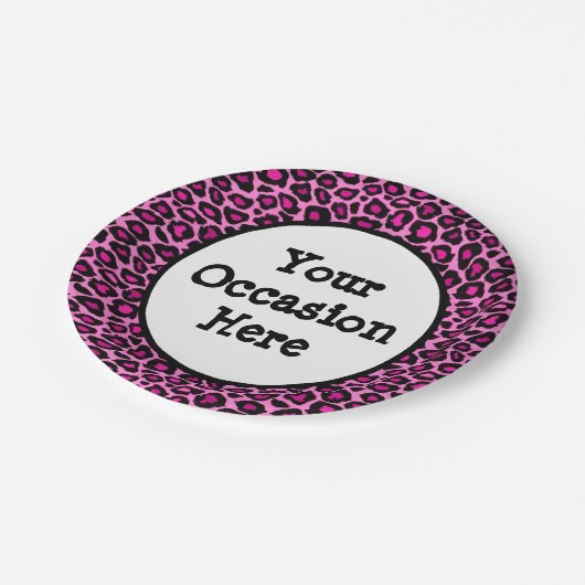 Pink Leopard Party Personaliseren Papieren Bordje (Gekanteld)