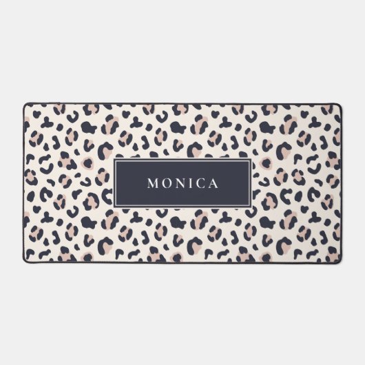 Pink Leopard patroon aangepaste naam Bureaumat (Voorkant)