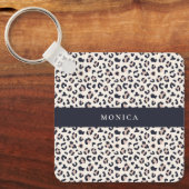 Pink Leopard patroon aangepaste naam Sleutelhanger (Voorkant)