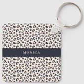 Pink Leopard patroon aangepaste naam Sleutelhanger (Achterkant)