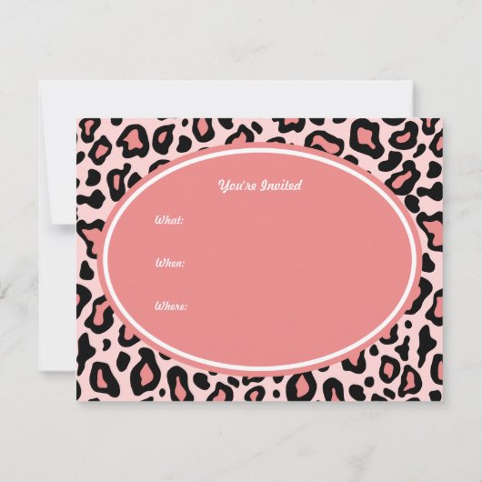 Pink Leopard Patroon Uitnodigingen (Achterkant)