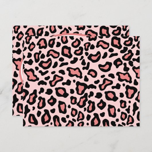 Pink Leopard Patroon Uitnodigingen (Voorkant / Achterkant)