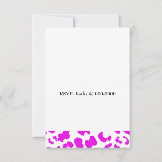 Pink Leopard Pattern Birthday Invitation Kaart (Achterkant)