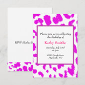 Pink Leopard Pattern Birthday Invitation Kaart (Voorkant / Achterkant)