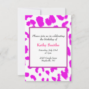 Pink Leopard Pattern Birthday Invitation Kaart