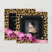 Pink Leopard Photo Graduation-aankondigingen Aankondiging (Voorkant / Achterkant)