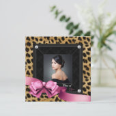 Pink Leopard Photo Graduation-aankondigingen Aankondiging (Staand voorkant)
