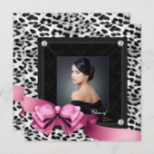 Pink Leopard Photo Graduation-aankondigingen Aankondiging (Voorkant / Achterkant)