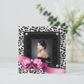 Pink Leopard Photo Graduation-aankondigingen Aankondiging (Staand voorkant)