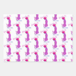 Pink Leopard Print Afstuderen Inpakpapier Vel